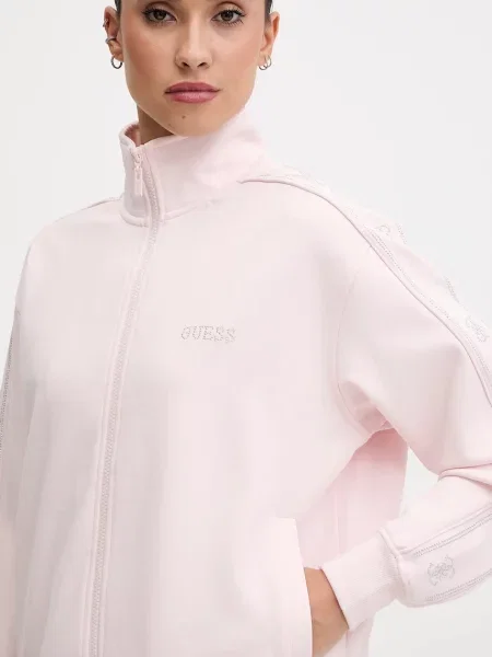 Свитер Guess с капюшоном с аппликацией розовый