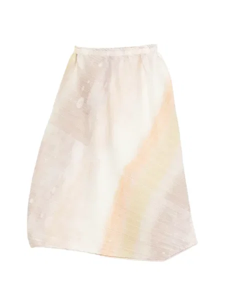 Absztrakt mintás midi szoknya Pleats Please Issey Miyake nyomtatás fehér