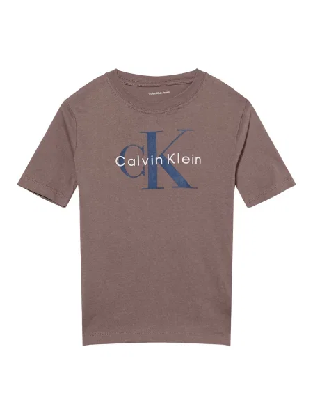 Calvin Klein Jeans Tricou albastru / maro alb