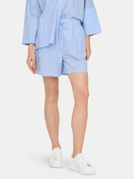 ONLY Pantaloni ONLAUGUSTA albastru deschis alb