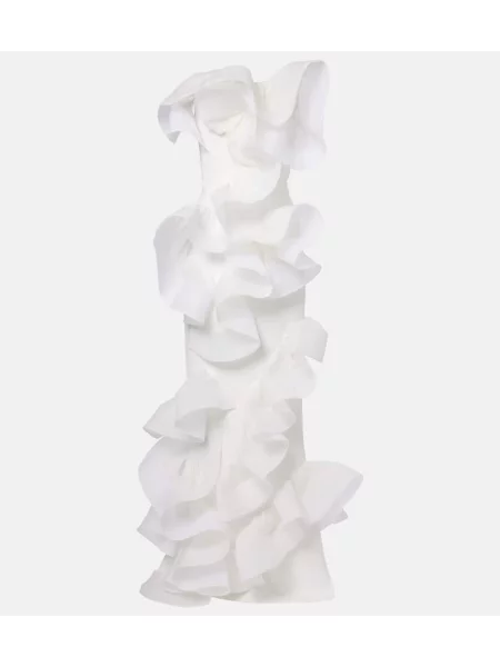 Sukienka Maticevski z falbankami z organzy biała