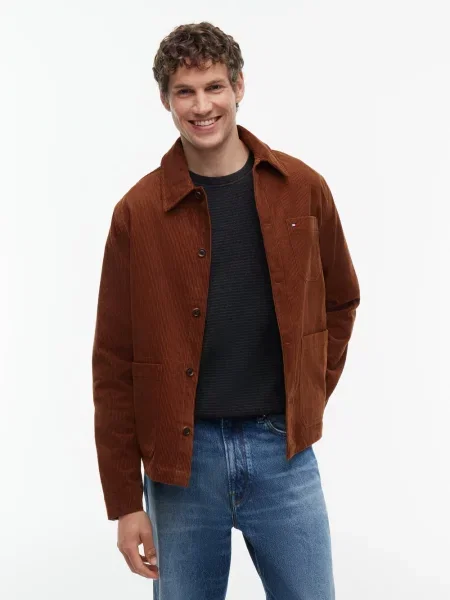 Tommy Hilfiger marynarka w stylu koszuli Mężczyźni Comfort Fit M brązowy