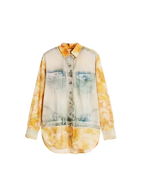 Desigual Bluză albastru / albastru deschis / galben curry / murdar alb