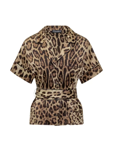 Jedwabna koszula Dolce And Gabbana brązowa