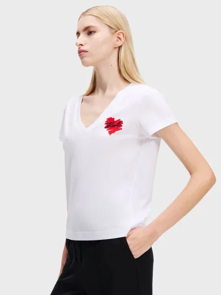 Футболка Karl Lagerfeld з сердечками біла