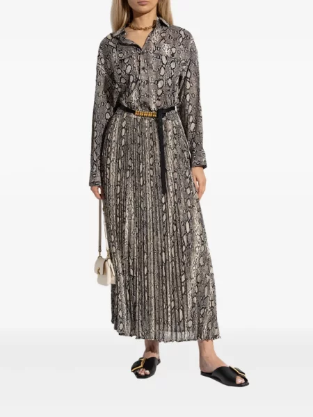 Koszulka Michael Michael Kors prążkowana z nadrukiem garniturowa niebieska