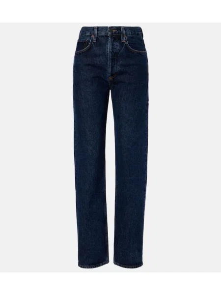 Proste jeansy Agolde z wysoką talią niebieskie