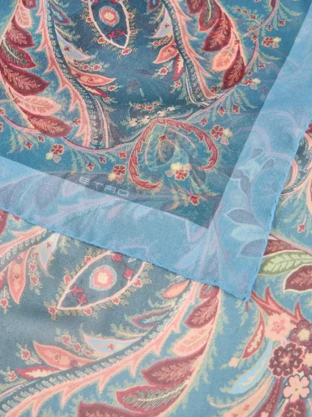 Fular Etro de mătase cu imagine cu model paisley albastru