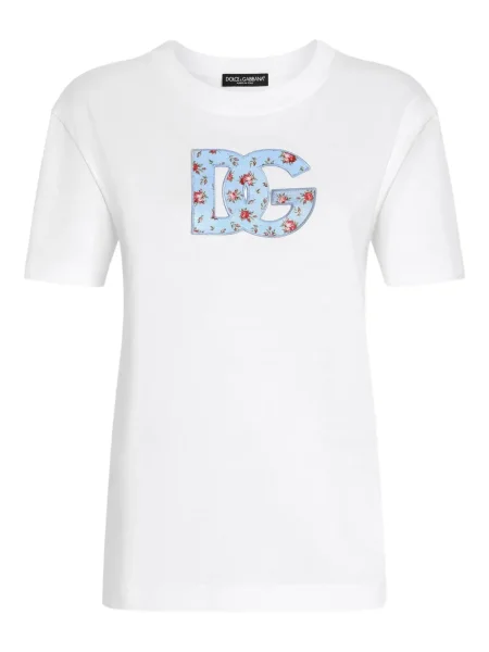 Tricou Dolce & Gabbana cu broderie cu model floral alb