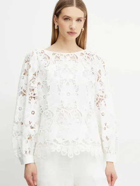 Luisa Spagnoli bluză femei cu imprimeu alb