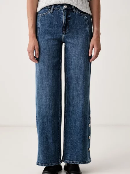 DKNY blugi wide leg pentru femei albastru