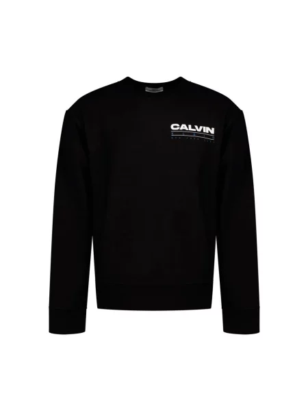 Pulover Calvin Klein Jeans din material terry negru