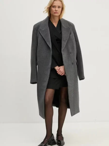 Жилетка з домішкою вовни Bruuns Bazaar BillBBBerin waistcoat однобортний чорний