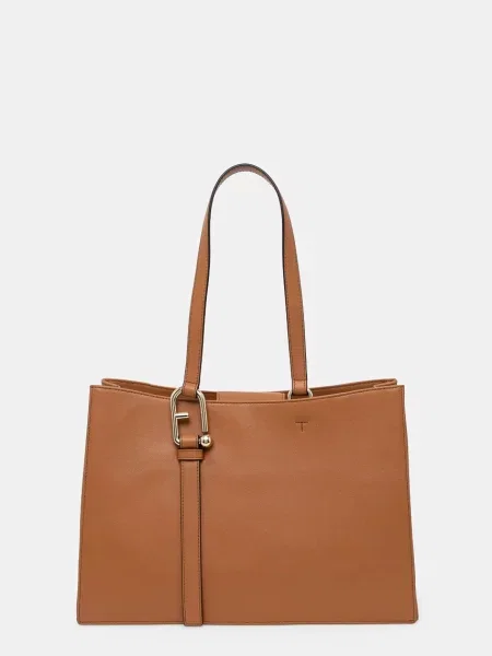 Кожена чанта Furla бежово