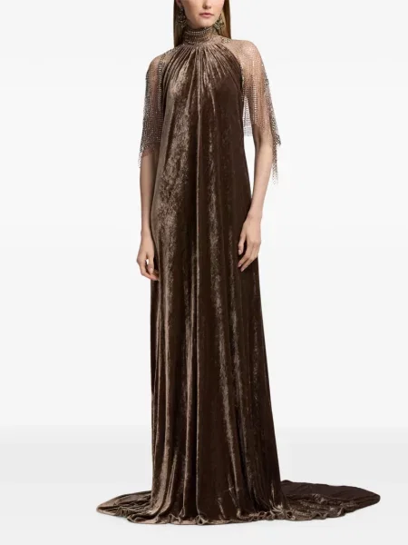 Rochie de seară Ralph Lauren Collection din velur maro