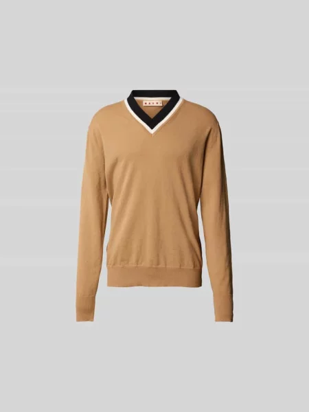 Sweter z imitacji dzianiny z żywej wełny Marni beżowy
