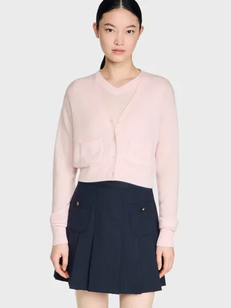 Вовняний кардиган Sandro рожевий