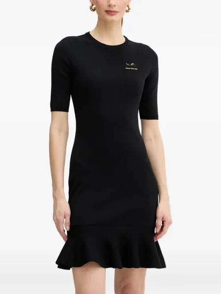 Rochie mini Armani Exchange cu volane scurtă de costum negru