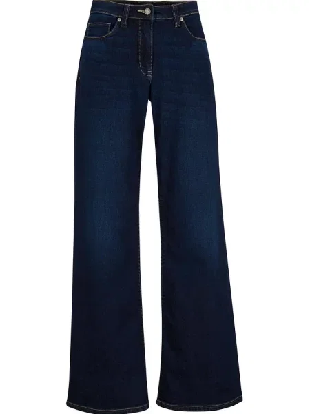 Jeansy wide leg ze średnim stanem i wygodnym pasem niebieskie