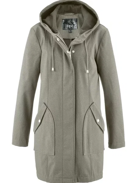 Kurtka parka softshell z kapturem szara