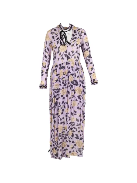 Rochie maxi Ganni cu model floral cu imagine de costum violet
