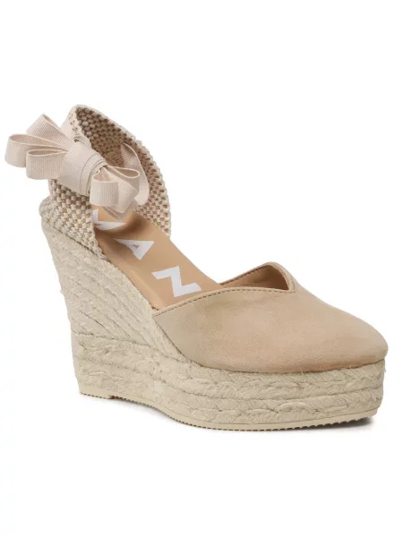 Espadrile Manebi Heart-Shaped Wedge Espadrilles M WH bež