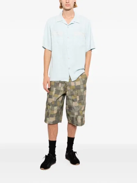 Pantaloni scurți Maison Kitsune în carouri verde