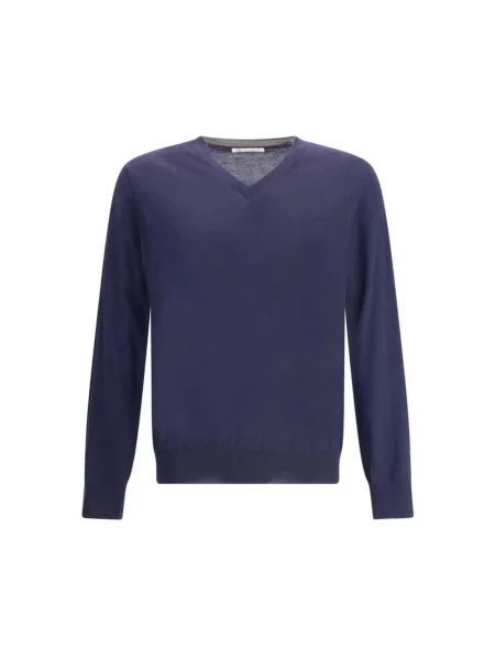 Sweter Brunello Cucinelli wełniany niebieski