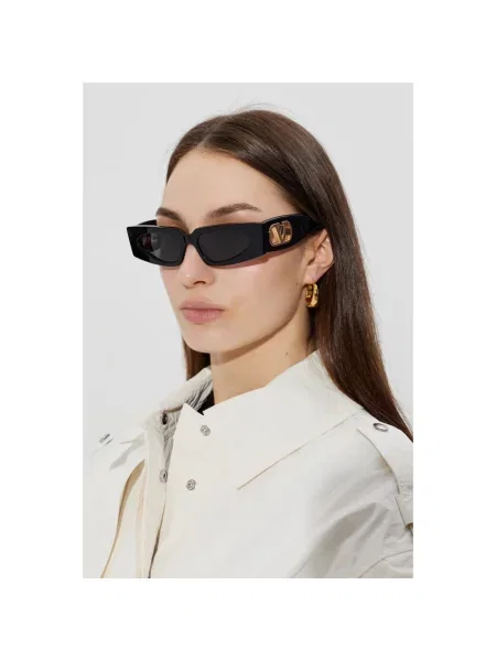 Lniane okulary przeciwsłoneczne Valentino czarne