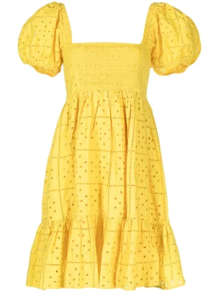 Rochie Ganni cu broderie de costum galben