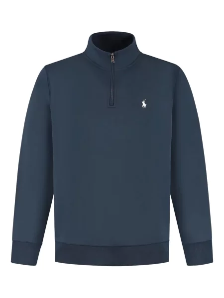 Hanorac cu glugă Polo Ralph Lauren de jumătate de fermoar cu imagine alb