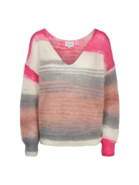 Sweter American Dreams wełniany w paski różowy