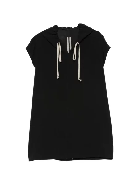 Kapucnis húzózsinór mini ruha Rick Owens fekete