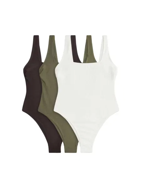 The Set Costum de baie întreg oliv / negru alb