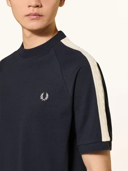 Fred Perry Tričko S Pruhy tmavě / režná modrá