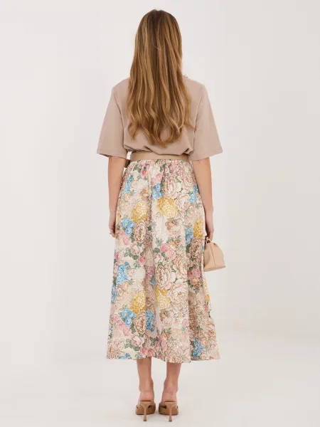 Fustă Italy Moda în linie A bej