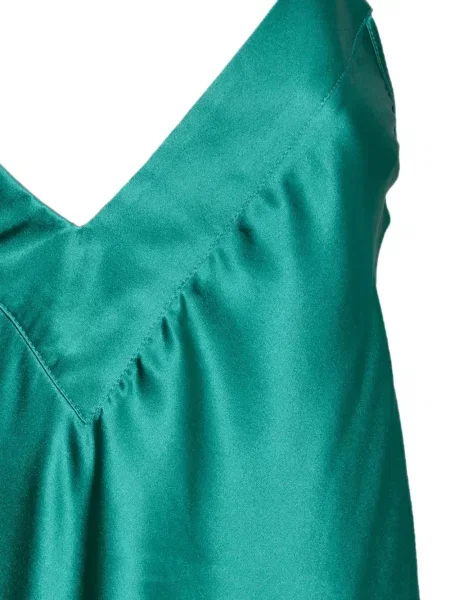 Top Solotre din satin cu decolteu în V verde