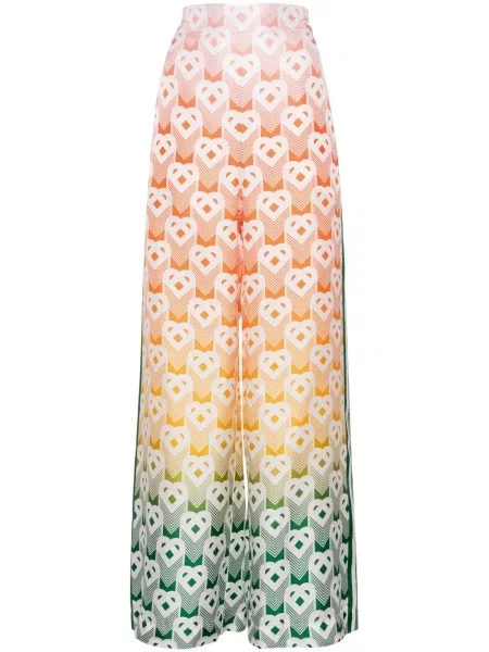 Jedwabne spodnie Casablanca w serca pomarańczowe