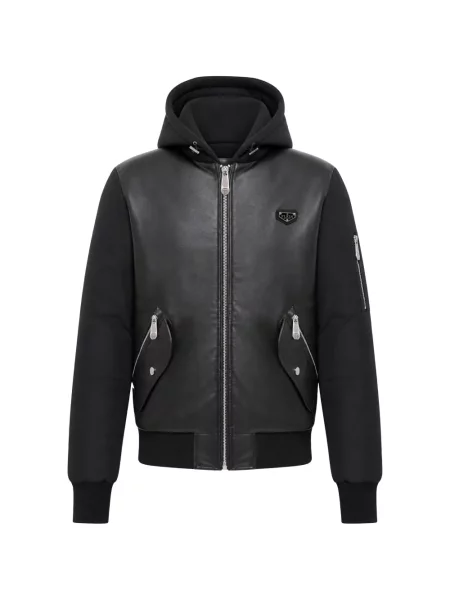 Geanta de piele Philipp Plein negru
