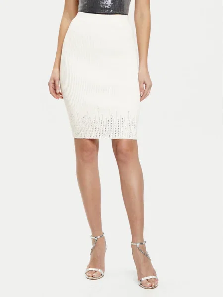 Guess Fustă tip creion Écru