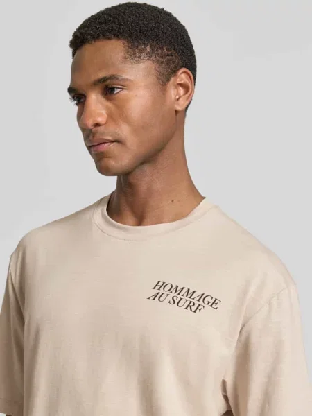 T-shirt o kroju regular fit z Mieszanka bawełny S.oliver Red Label beżowa