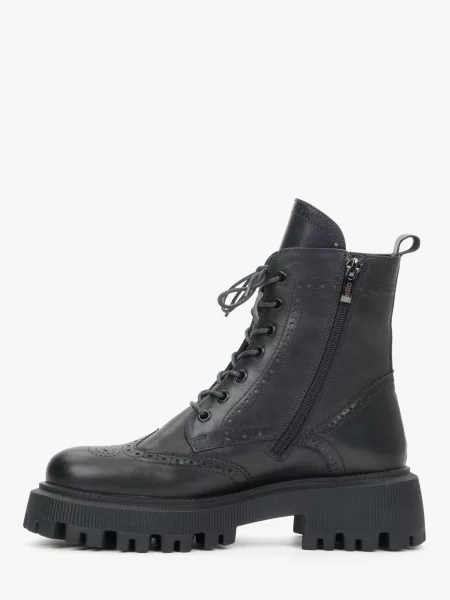 Estro Ghete cu șireturi denim negru