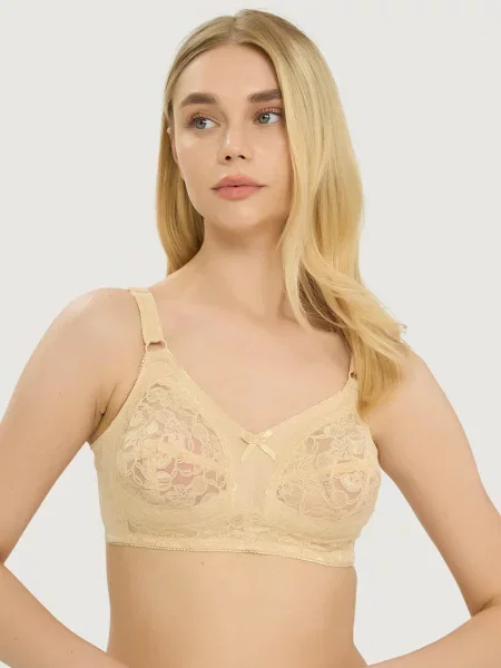 Однотонный бюстгальтер с вышивкой білий