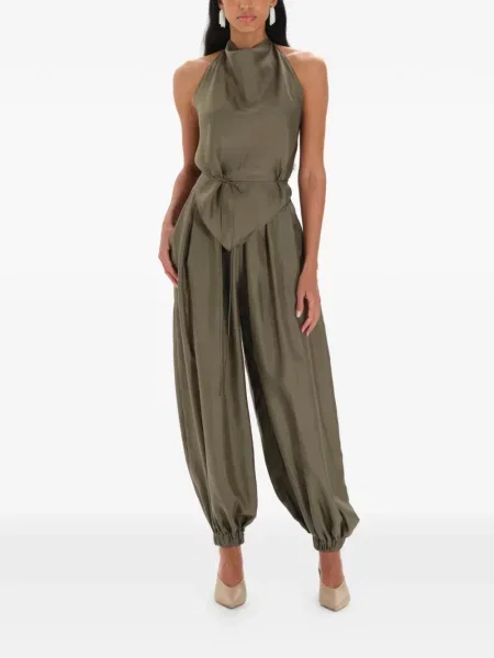 Top Manuri cu gât halter verde