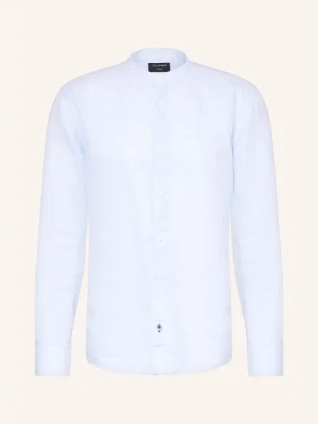 Olymp Lněná Košile Casual Regular Fit Se Stojáčkem tmavě modrá bílá