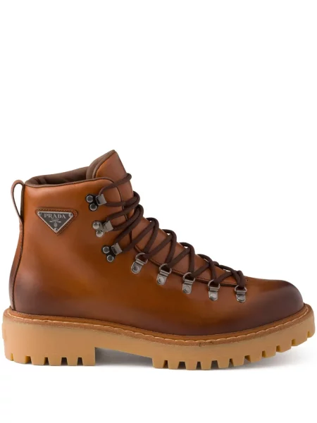 Botine Prada din piele maro