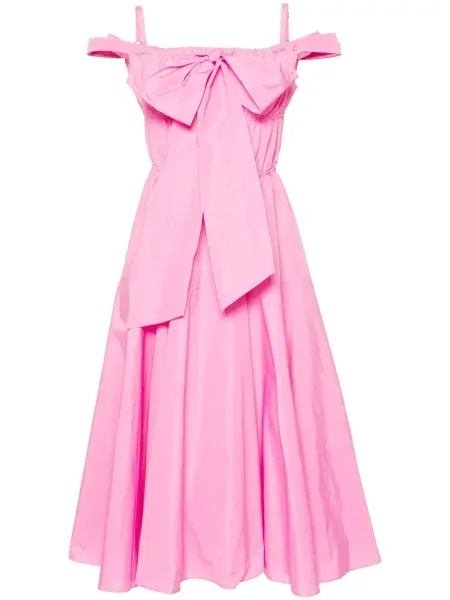 Rochie midi Patou cu funde până la genunchi de costum roz