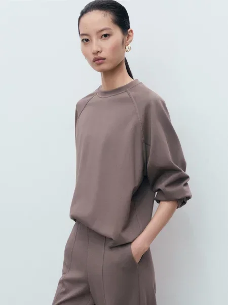 Світшот MANGO віскоза/поліамід коричневий