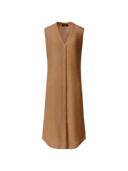 Cardigan Fabiana Filippi fără mâneci tricotate cu decolteu în V maro