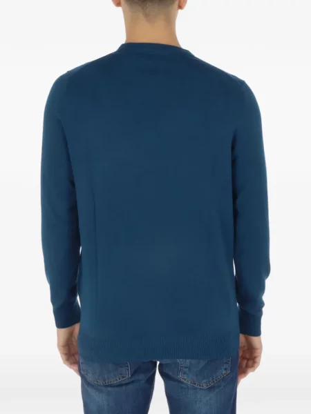 Pulover Lyle & Scott cu broderie cu decolteu rotund albastru